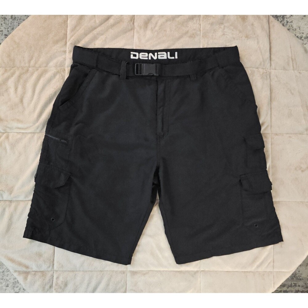 Denali Hybrid Cargo Shorts Mens 38 Black Lightweight Quick Dry Hiking Belted